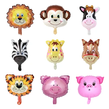 1 Mini Forma De Animale Folie De Aluminiu Balon Tigru, Leu, Maimuță, Pasăre De Căprioară Vacă, Cal, Porc Petrecere De Aniversare Pentru Copii Decorare Cadou Jucărie Minge