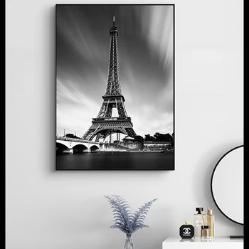 Turnul Eiffel Tablouri Canvas Postere franceză Paris de Perete de Arta, Printuri Alb-Negru Imagini de Peisaj Pentru Living Decor Acasă