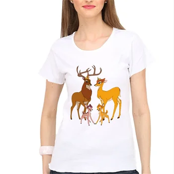Disney Femei T Shirt Bambi, Inima de Imprimare T Tricoul Desene animate Tee Topuri Harajuku Girls Doamnelor Streetwear tricouri Femei Haine de Moda