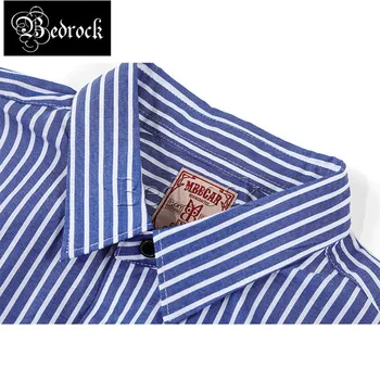 MBBCAR albastru și cămașă albă cu dungi pentru barbati de buzunar dublu vara tricou maneci scurte spălat moale Confortabil tricou casual 9169
