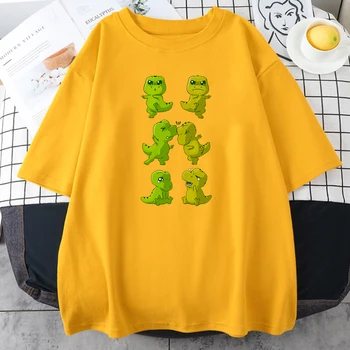 T-Rex Fuziune De Desene Animate De Imprimare Femei Tricou Supradimensionat Maneca Scurta Top Cu Maneci Scurte O-Neck T-Shirt Stil De Moda Tricouri