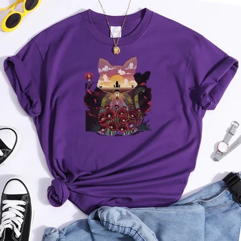 Stil japonez Pisica Visez Imprimare Femei T-shirt Anime Supradimensionat Sus Plus Dimensiune T-shirt Anime Teuri Vara Gotic Femei Tricou