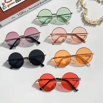 Moda Retro Rotund ochelari de Soare pentru Femei Ochelari de Soare Lentile de Aliaj Copii ochelari de Soare pentru femei Ochelari de Cadru Driver Ochelari Accesorii Auto