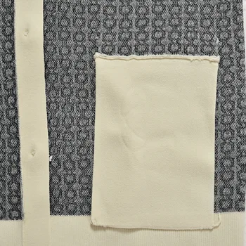 Vintage Imprimate Femei Pulover Doamnelor V-neck Singur Pieptul Haina Tricot cu Maneci Lungi, Buzunare Toamna Iarna Nou Tricotaje Cardigan