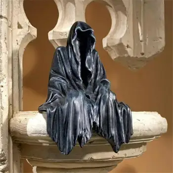 Gotic Decor Figurine Delicate Impermeabil Rășină Decor În Aer Liber Reaper Statuie Așezat Statuia Rășină Desktop Ornament Sculptura