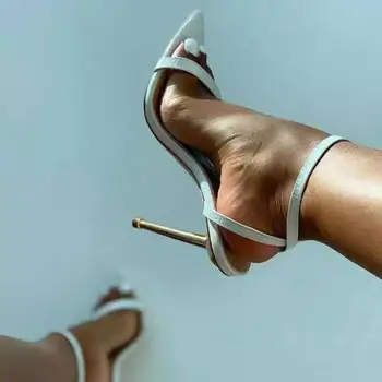 Litthing 2021 Nou Stil Sexy Glezna Curea Verde pentru Femei Tocuri de 11CM Sandale Subliniat in Picioare de sex Feminin Pantofi de Partid Sandalias de mujer