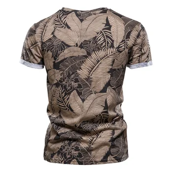 Anyang StoreNew2021 Noi de Vara Frunze de Imprimat Tricouri Barbati O-neck Bumbac cu mânecă Scurtă pentru Bărbați T-Shirt de Vară