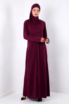 Musulman Seturi de Rugăciune Imbracaminte Femei Hijab Rochie Complet Acoperi cu Gluga cu Rochii Lungi, Rochii Islamic jilbab-ul Ramadan Îmbrăcăminte violet