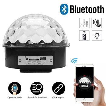 6 Culoare Bluetooth Lumina Disco Magic Ball Lampa Baterie Portabil Etapa Lumina Player De Muzică De Control De Sunet Proiectorul Cu Laser Xmas