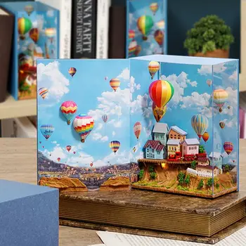 Casă de păpuși din Lemn de Carte Nook Insertii de Artă Bookends DIY Biblioteca in Miniatura Papusa Casa DIY Păpuși Casa Jucării Pentru Copii