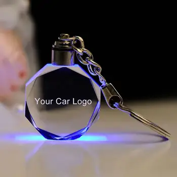 Luminos Masina breloc cu LED Tăiat Sticlă Breloc Auto Vehicul Logo-ul Breloc Cheie Suport pentru Audi, Ford, BMW, Benz Cheie Lanț Accesorii