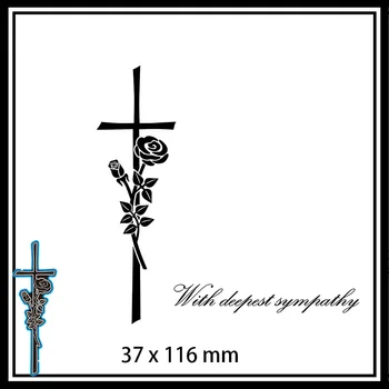 Nouă Tăiere de Metal Moare Scrapbooking Trandafirul și Crucea DIY Album Ambarcațiuni de Hârtie Relief Stencil Decor 37*116mm