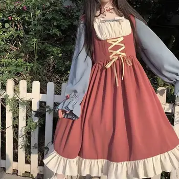 Japoneze Moale Sora Drăguț Lolita Rochie Femei Victorian Gotic Dantela-up Drăguț Rochie de Petrecere Retro Întuneric Fete Bandaj Menajera Rochii