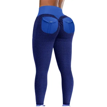 Femeile Buzunar Solid Pantaloni Sport cu Talie Înaltă Plasă de Sport Colanti de Fitness Femei Jambiere de Formare Rulează Pantaloni Sport #T2G