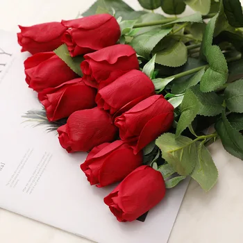 1buc Long Branch Artificiale de Trandafir Buchet de Flori de Simulare Flanel Fals Flori de Ziua Îndrăgostiților Acasă Petrecerea de Nunta Decor