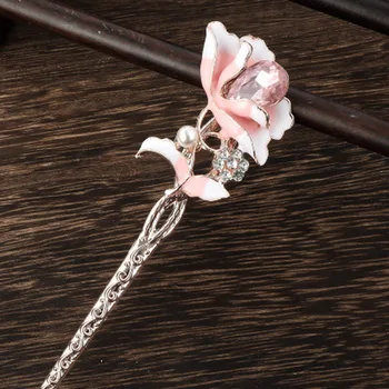 Stras Floare de Păr Stick pentru Femei Vintage Cristal Ace de Păr Bijuterii cu Fetele de Moda Pearl Flori, Agrafe de par