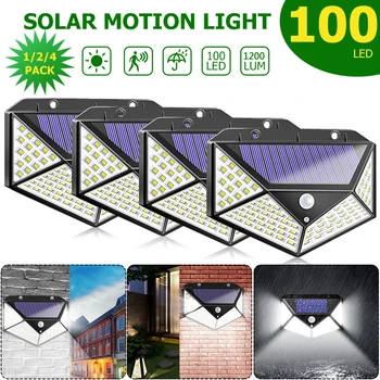 100LED Patru Laturi de Energie Solară Lumină 3 Moduri de 270 De Grade Senzor de Miscare Unghi Lampă de Perete rezistent la apă în aer liber Curte Lămpi