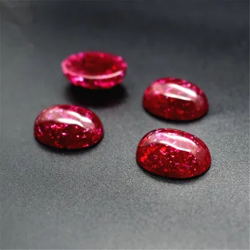 Ruby Interne Crackle Cabochon Ovale Netede Suprafață lucioasă Forma de Ou de Sânge roșu-Rubin Cabochon Spate Plat GR70