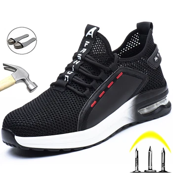 Respirabil pentru bărbați încălțăminte de protecție anti-zdrobitor bombeu metalic cizme de lucru constructii indestructibil pantofi sport Barbati pantofi