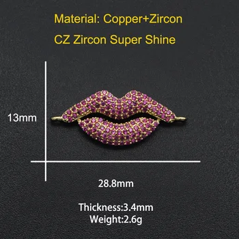 29x13mm CZ Zircon Bijuterii DIY Sex Buze Conectori Farmec en-Gros Bijuterii Conector Bratara Face Conector
