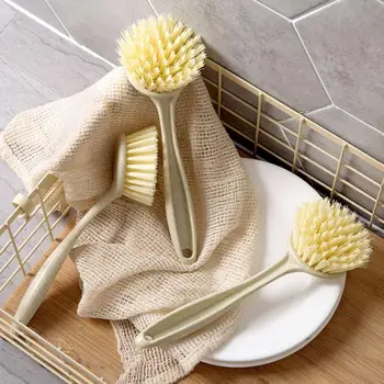 Bucătărie De Curățare Perie Oală Curat Mâner Lung Vas Vas Vas De Spălare Perie De Paie De Grâu Fibre Perie De Bucatarie Acasă Instrumente De Curățare