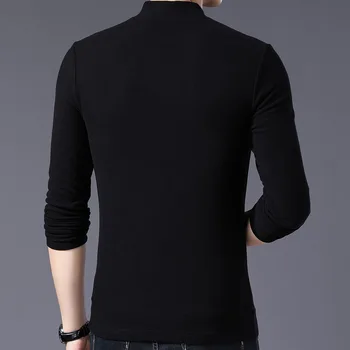 Brand 2020 Nou Stil de Bumbac Barbati tricou cu Maneca Lunga Tricou Barbati Culoare Solidă Fermoar Imprimare Guler Supradimensionat Tricou-O singură Bucată