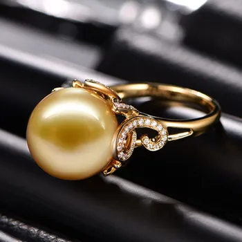Lumina de Aur Galben Culoare Perle Rotund Deget Inelul cu Stras pentru Aniversare Cadou Bijuterii