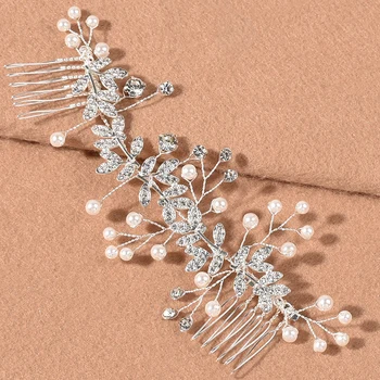 Mireasa Perle De Cristal Piepteni De Păr Nuntă Accesorii De Par Frizură Pentru Femei Stras Introduceți Pieptene Ornamente De Păr Bijuterii