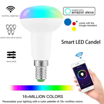 WiFi Smart Bulb Bec LED RGB APLICAȚIE de Control Alexa Control Vocal Becuri de Economisire a Energiei de Reglaj Multicolor Inteligente Becuri E14 7W