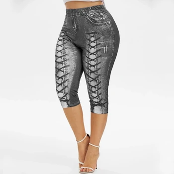 Moda Femei Jambiere Scurte Imprimeu Floral Pantaloni De Creion Leggins 2020 Casual, Talie Mare Pantaloni Din Denim Plus Dimensiune Yoga Pantaloni Scurți