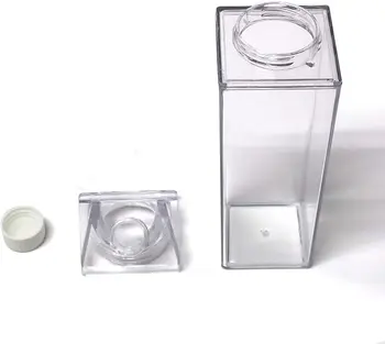 Pachet de 2 cutii de Lapte Sticla de Apa,Clar Pătrat Sticle de Lapte BPA Free Portabil Sticla de Apa cu 20 BUC Autocolante Pentru Exterior 1000ml