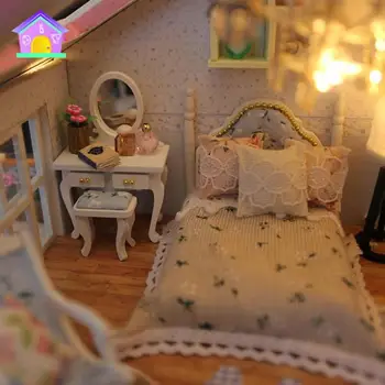 Copilul din Lemn de BRICOLAJ Casă de Păpuși Miniaturale lucrate Manual de Asamblare Casa Model de Jucărie Mobilier casă de Păpuși de Ziua de nastere Cadouri de Craciun Decoratiuni