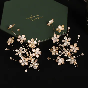 Handmade Floare De Par Clip Cercei De Aur De Moda Ac De Par Pearl Împletitură De Bijuterii, Pălării De Nunta Mireasa Accesorii De Par