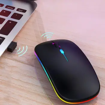 Mouse-ul Wireless de Gaming Sensibil Redus de Zgomot Ultra-subțire Portabil 2.4 G Bluetooth Dual-mode Mouse-ul pentru Gamer de PC Laptop Office