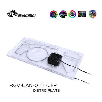 Bykski Distro Placa Pentru Lian Li PC-O11 Dinamic - Panou Frontal - PMMA w/ Pompa + w/ 5v Adresabile RGB，RGV-LAN-O11-LI-P