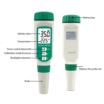 Salinometer Salinitate Test Pen Băuturi Bea Sare valoare și temperatura solventului Metru ATC Apa de mare de Măsurare AR8012