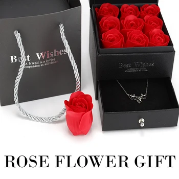 Cutie de cadou Flori de Trandafir Crescut Artificial Veșnică Trandafiri Caseta de Bijuterii Caseta Pentru Iubita de Ziua Îndrăgostiților, Ziua mamei Cadou de Ziua