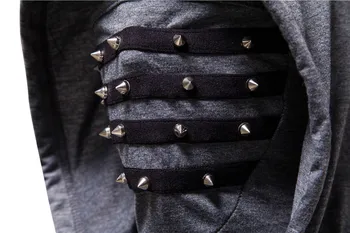 Noua Moda de Vara Casual Barbati scheletul de imprimare cu Gluga Slim Punk Întinde de Fitness fără Mâneci pentru Bărbați T-shirt