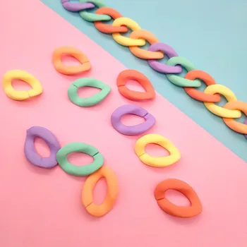 20BUC Macaron colorate Acrilice Plat poftă de mâncare Oval Deschis Margele Inel Conector link-ul Lanț Brățară Colier de Luare de Colorat Lanț