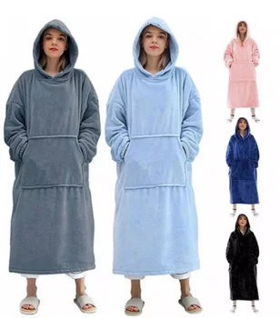 Pătură Cu Mâneci Femeile Supradimensionate Hanorac Fleece Cald Hanorace Jachete TV Gigant Pătură Femei Hoody Halat Casaco Feminino