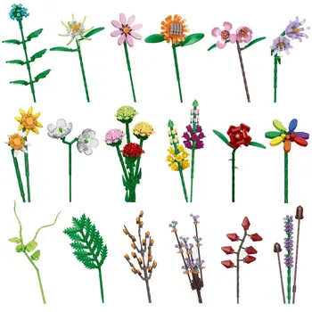 Floarea De Piersic A Crescut Buchet De Flori Cu Figurine Cărămizi Model Blocuri Set Cadouri Jucarii Educative Pentru Copii