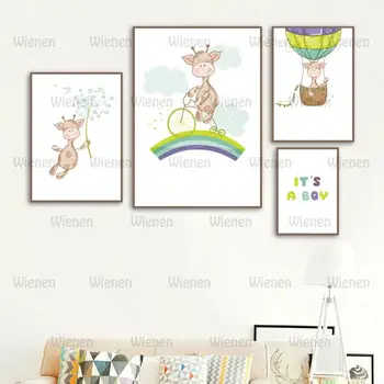 Panza Pictura Desene animate Drăguț Curcubeu Vaca de Papadie Poze Decor Acasă Postere de Perete pentru camere de Copii Acasă Nici un Cadru