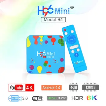 H96 Mini H6 Android 9.0 4GB+128GB BT 2.4 G/5G WIFI Set Top Box w/Control de la Distanță în mai Multe Limbi Și Format Sub-Titlul Video