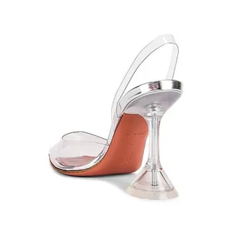 Big size 34-45 Transparent PVC Women Pumps Fashion Cup Heeled Slingbacks Summer Jelly Shoes Elegant High heels Party Prom Shoes