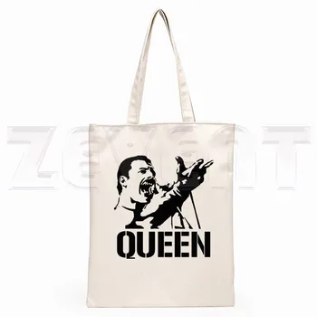 Freddie Mercury Regina Muzicii Rock Trupa De Hip-Hop Hipster De Desene Animate De Imprimare Pungi De Cumpărături Fete De Moda Casual, Ambalarea Sac De Mână
