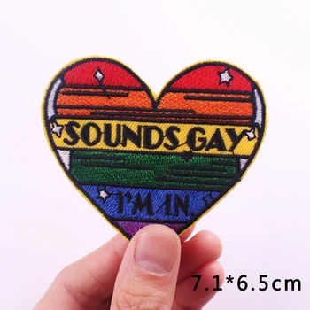 Gay Pride de Fier Pe Patch Scrisoarea Inima Broderie Patch-uri Pentru Îmbrăcăminte Thermoadhesive Patch-uri DIY Lgbt Patch-uri de Pe Haine Autocolante