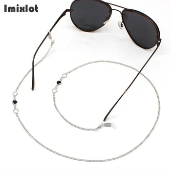 Alb-negru Rotund Pahare de Cristal cu Lanț pentru Femei de Metal ochelari de Soare Lanțuri Curea Curele de Cabluri Chic de Ochelari de vedere Titularul Lanyard-uri