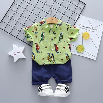 LZH Toddler Boys Tinutele de Vara 2021 Copii Haine Baieti de Imprimare de Moda Seturi Pentru Nou-născuți Sugari Copii Sport 0-4 Ani Costum
