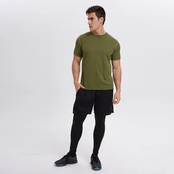 Men\'s Sport în aer liber Stretch Slim-uscare Tricou Maneca Scurta de Funcționare de Fitness Ciclism tricou Subțire