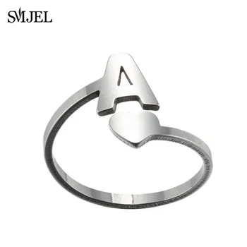 Personalitate Oțel Inoxidabil Inițială Inele pentru Femei 26-O-Z Alfabet Numele de Ring Jewelrys inimioara Manșetă, Inel Reglabil Dimensiune